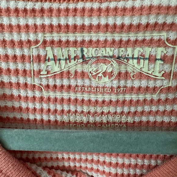 American Eagle Outfitters Striped Waffle Knot Thermal Long Sleeve Top - Picture 2 of 3